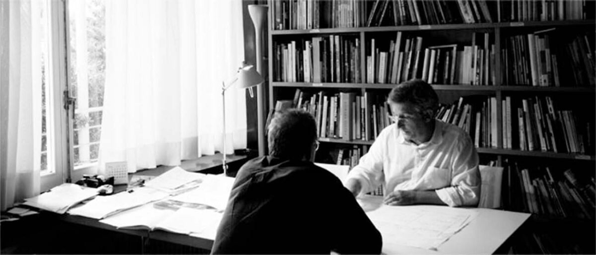 Architects Manuel Brullet and Alfonso de Luna in their architecture studio in Barcelona. Architects Manuel Brullet and Alfonso de Luna in their architecture studio in Barcelona.